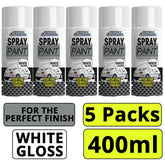 5X Gloss White Car Spray 400ml Spray Paint